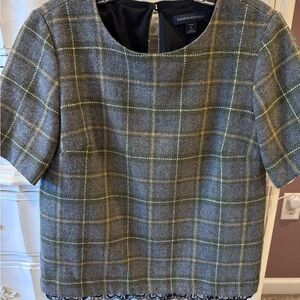 Banana Republic Green and Gray Plaid Blouse